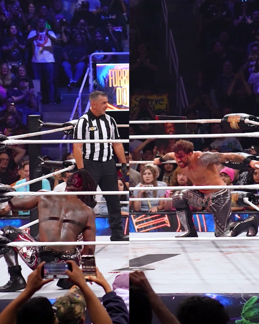 Will Ospreay and Swerve Strickland in Slow Motion Shootout